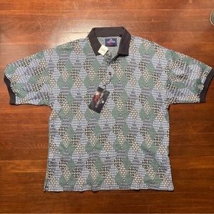Vintage new with tags 1990’s Nino Cerruti Sport Diamond Pattern Polo
Size: L